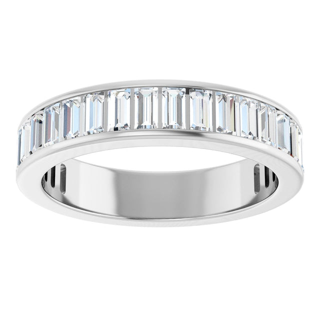 14K Gold Straight Baguette Lab-Grown Diamond Channel-Set Anniversary Band – 3x1.5 mm Stones - White Gold - view 3