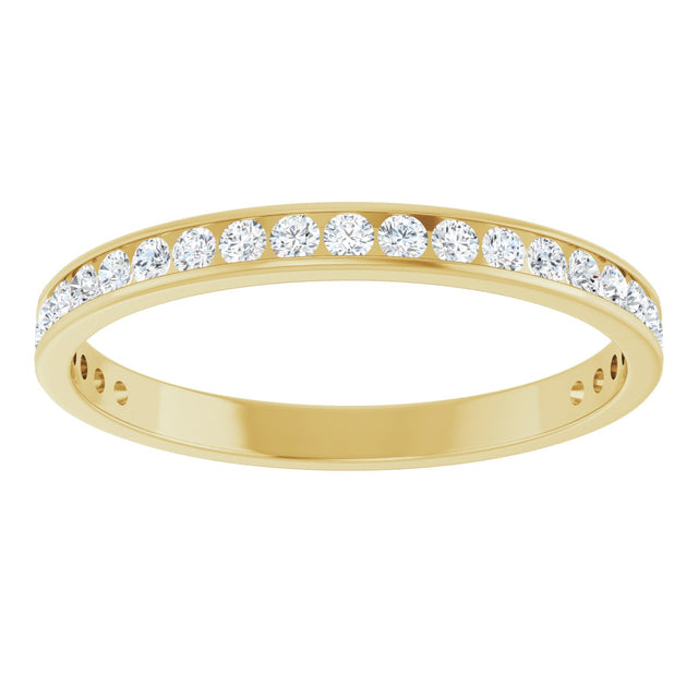 14K Gold Round Natural Diamond Channel-Set Anniversary Band – 2.25 mm Stones (1 CTW) - Yellow Gold - view 3