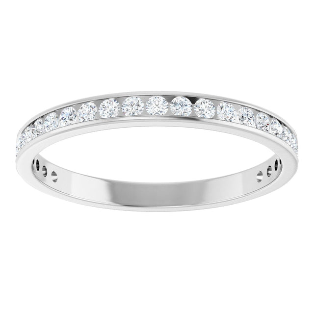 14K Gold Round Natural Diamond Channel-Set Anniversary Band – 2.25 mm Stones (1 CTW) - White Gold - view 3
