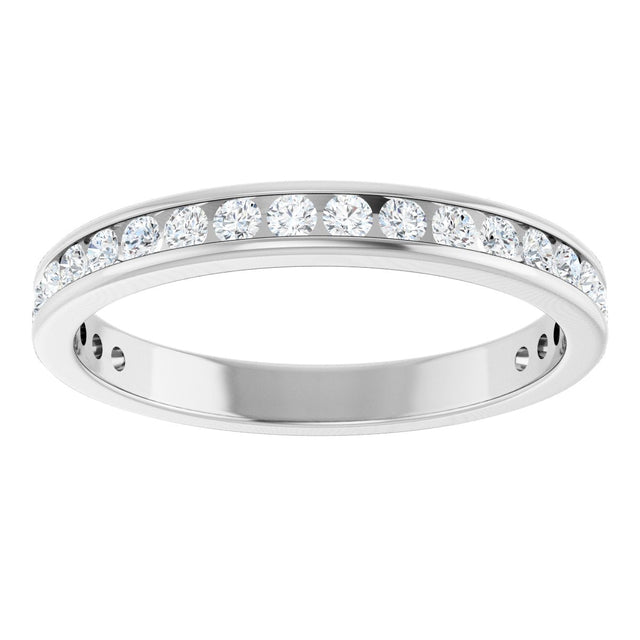 14K Gold Round Natural Diamond Channel-Set Anniversary Band – 1.7 mm Stones - White Gold - view 3