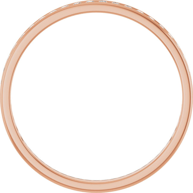 14K Gold Round Lab-Grown Diamond Channel-Set Anniversary Band – 1.5 mm Stones (1/2 CTW) - Rose Gold - view 2