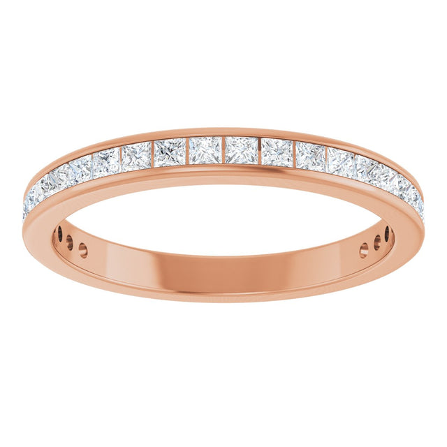 14K Gold Square Lab-Grown Diamond Channel-Set Anniversary Band – 1.75x1.75 mm Stones - Rose Gold - view 3