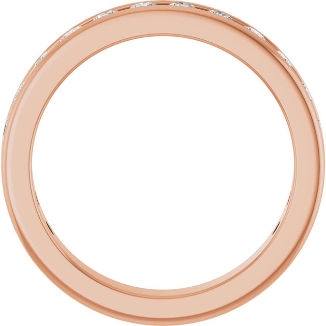 14K Gold Round Natural Diamond Channel-Set Anniversary Band – 2 mm Stones - Rose Gold - view 2