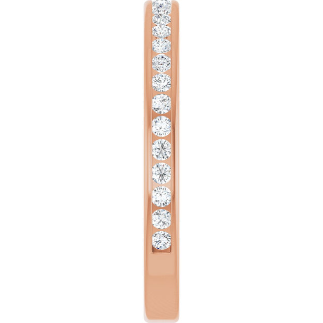 14K Gold Round Natural Diamond Channel-Set Anniversary Band – 1.5 mm Stones - Rose Gold - view 4
