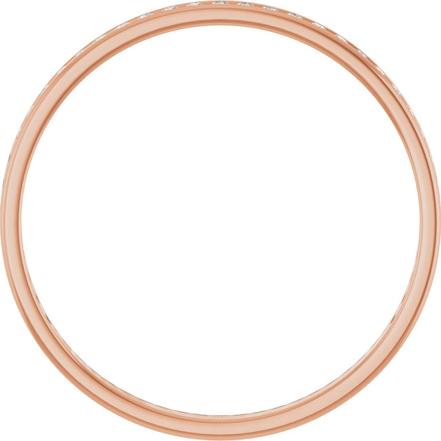 14K Gold Round Lab-Grown Diamond Channel-Set Anniversary Band – 1.5 mm Stones (1/2 CTW) - Rose Gold - view 2