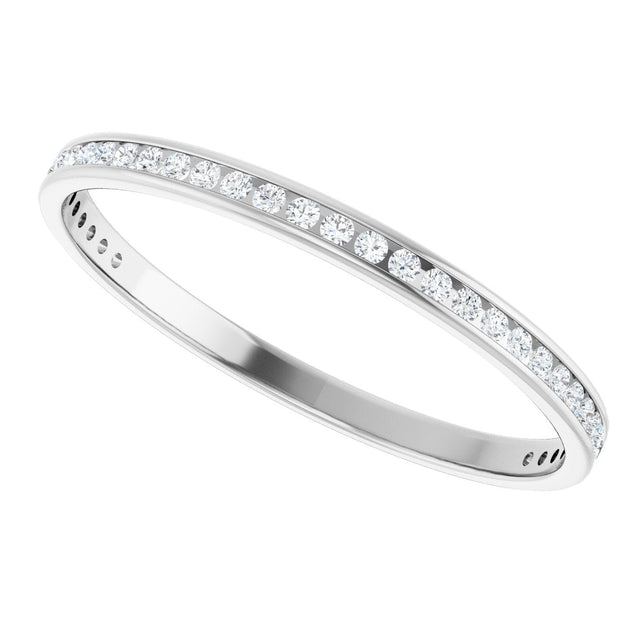 14K Gold Round Natural Diamond Channel-Set Anniversary Band – 1.5 mm Stones (1/2 CTW) - White Gold - view 5