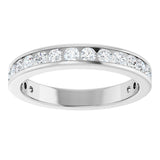 14K Gold Round Natural Diamond Channel-Set Anniversary Band – 2 mm Stones - White Gold - view 3