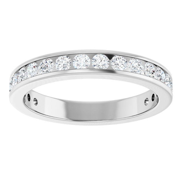 14K Gold Round Natural Diamond Channel-Set Anniversary Band – 2 mm Stones - White Gold - view 3