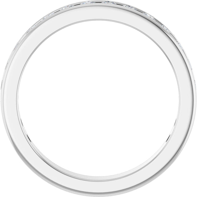 14K Gold Round Natural Diamond Channel-Set Anniversary Band – 2 mm Stones - White Gold - view 2