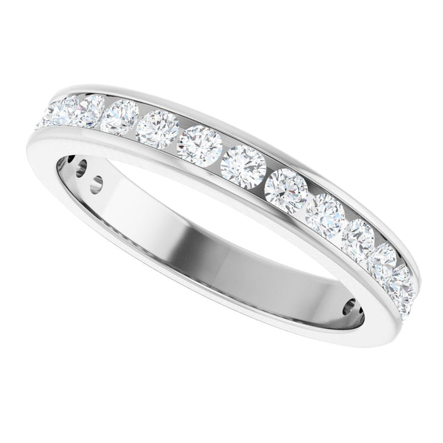 14K Gold Round Natural Diamond Channel-Set Anniversary Band – 2 mm Stones - White Gold - view 5