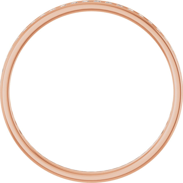 14K Gold Round Lab-Grown Diamond Channel-Set Anniversary Band – 1.5 mm Stones (1/2 CTW) - Rose Gold - view 2