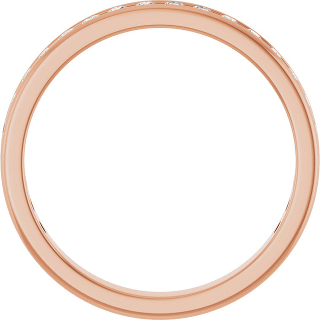 14K Gold Round Lab-Grown Diamond Channel-Set Anniversary Band – 1.7 mm Stones - Rose Gold - view 2