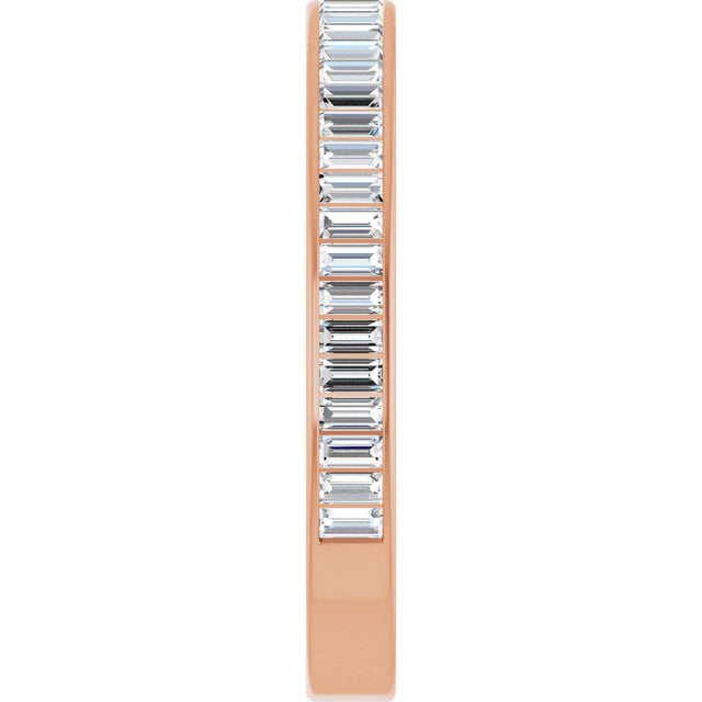 14K Gold Straight Baguette Natural Diamond Channel-Set Anniversary Band – 3x1.5 mm Stones (1 3/8–1 1/2 CTW) - Rose Gold - view 4