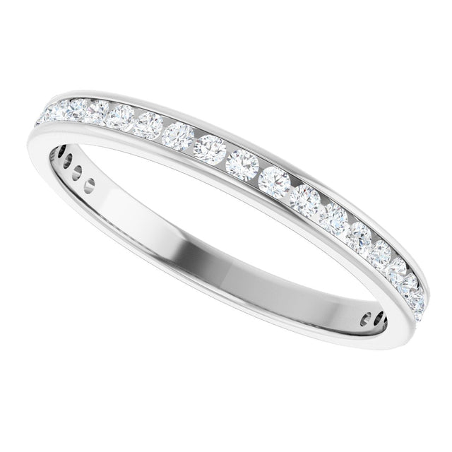 14K Gold Round Lab-Grown Diamond Channel-Set Anniversary Band – 1.7 mm Stones - White Gold - view 5