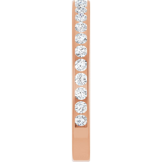 14K Gold Round Lab-Grown Diamond Channel-Set Anniversary Band – 2.5 mm Stones - Rose Gold - view 4