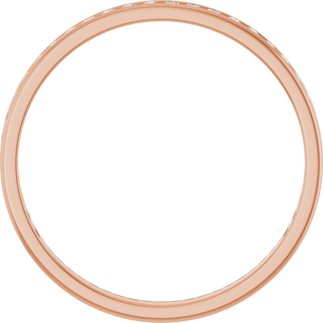 14K Gold Round Natural Diamond Channel-Set Anniversary Band – 1.7 mm Stones - Rose Gold - view 2