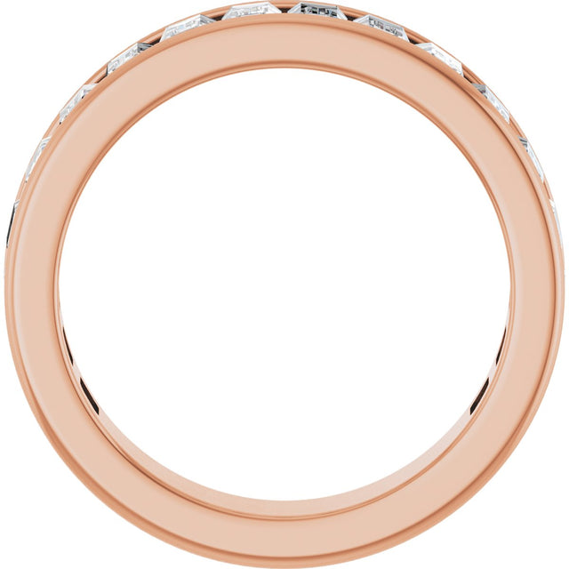 14K Gold Straight Baguette Lab-Grown Diamond Channel-Set Anniversary Band – 3x2 mm Stones - Rose Gold - view 2