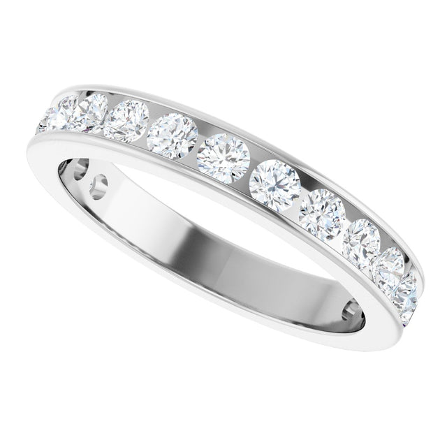 14K Gold Round Lab-Grown Diamond Channel-Set Anniversary Band – 3 mm Stones - White Gold - view 5