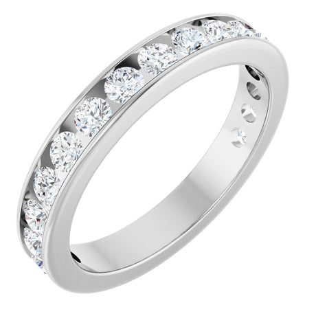 14K Gold Round Lab-Grown Diamond Channel-Set Anniversary Band – 3 mm Stones - White Gold