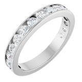 14K Gold Round Natural Diamond Channel-Set Anniversary Band – 3 mm Stones - White Gold