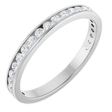14K Gold Round Natural Diamond Channel-Set Anniversary Band – 2 mm Stones - White Gold