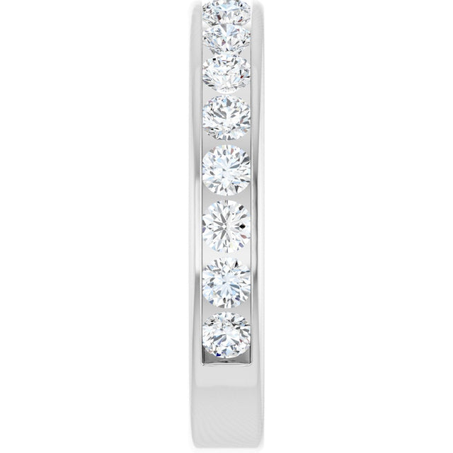 14K Gold Round Natural Diamond Channel-Set Anniversary Band – 2.25 mm Stones - White Gold - view 4
