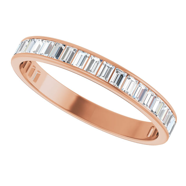 10K Gold Straight Baguette Natural Diamond Channel-Set Anniversary Band – 1 1/5–1 1/4 CTW - Rose Gold - view 5