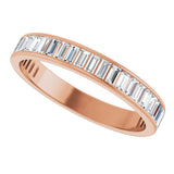 14K Gold Straight Baguette Natural Diamond Channel-Set Anniversary Band – 3x1.5 mm Stones - Rose Gold - view 5
