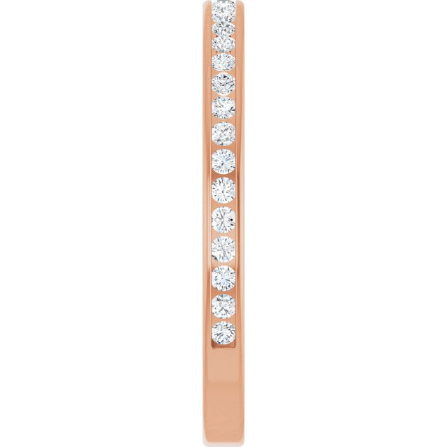 14K Gold Round Natural Diamond Channel-Set Anniversary Band – 1.7 mm Stones - Rose Gold - view 4