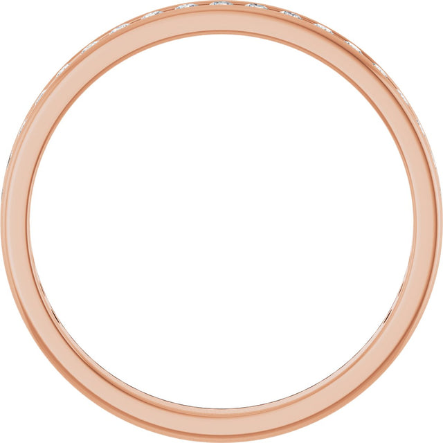 14K Gold Round Natural Diamond Channel-Set Anniversary Band – 1.7 mm Stones - Rose Gold - view 2