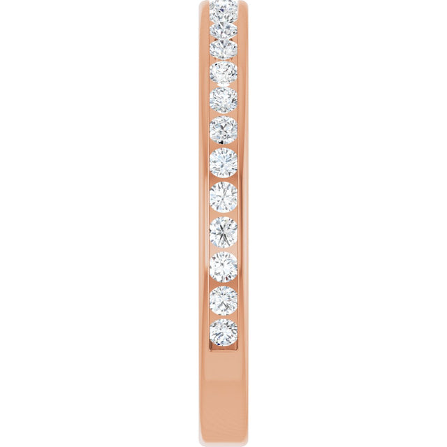 14K Gold Round Natural Diamond Channel-Set Anniversary Band – 1.7 mm Stones - Rose Gold - view 4