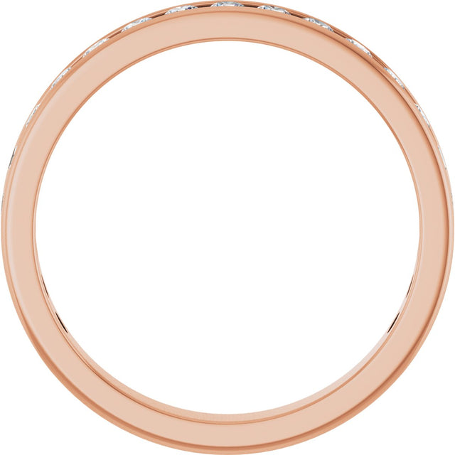 14K Gold Round Natural Diamond Channel-Set Anniversary Band – 2.5 mm Stones - Rose Gold - view 2