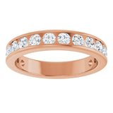 14K Gold Round Natural Diamond Channel-Set Anniversary Band – 2.25 mm Stones - Rose Gold - view 3