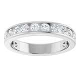 14K Gold Round Natural Diamond Channel-Set Anniversary Band – 2.25 mm Stones - White Gold - view 3
