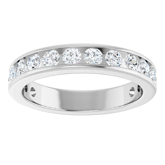 14K Gold Round Lab-Grown Diamond Channel-Set Anniversary Band – 2.25 mm Stones - White Gold - view 3
