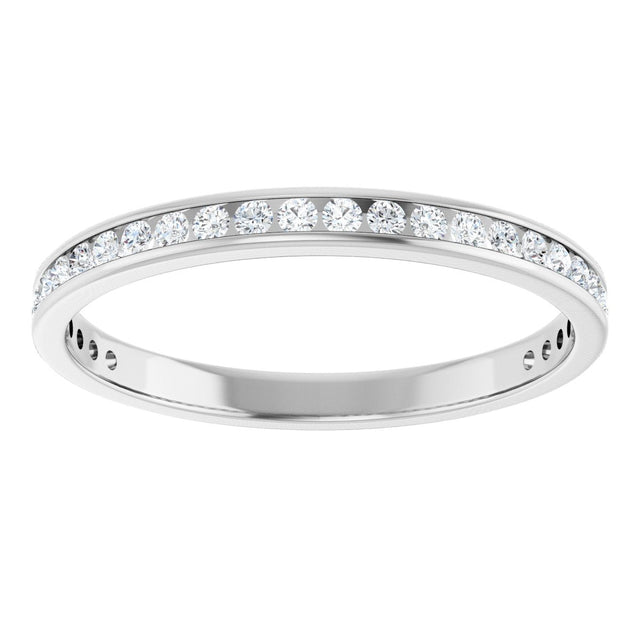 14K Gold Round Natural Diamond Channel-Set Anniversary Band – 1.7 mm Stones - White Gold - view 3