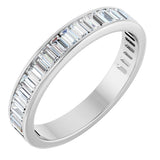 14K Gold Straight Baguette Natural Diamond Channel-Set Anniversary Band – 3x1.5 mm Stones - White Gold