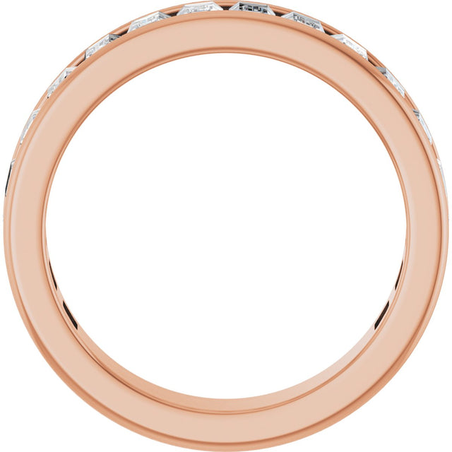14K Gold Straight Baguette Lab-Grown Diamond Channel-Set Anniversary Band – 3x2 mm Stones - Rose Gold - view 2