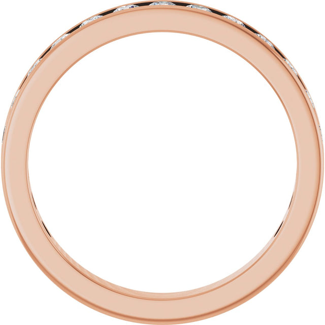 14K Gold Round Lab-Grown Diamond Channel-Set Anniversary Band – 3 mm Stones - Rose Gold - view 2