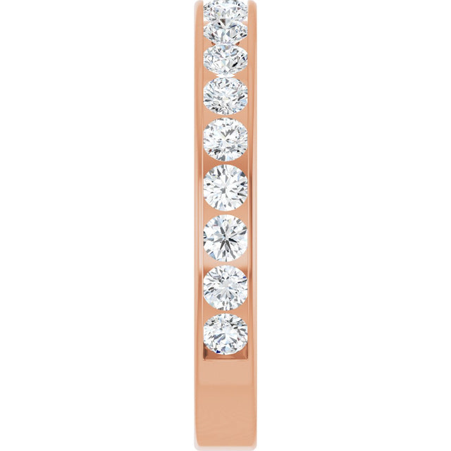 14K Gold Round Lab-Grown Diamond Channel-Set Anniversary Band – 3 mm Stones - Rose Gold - view 4