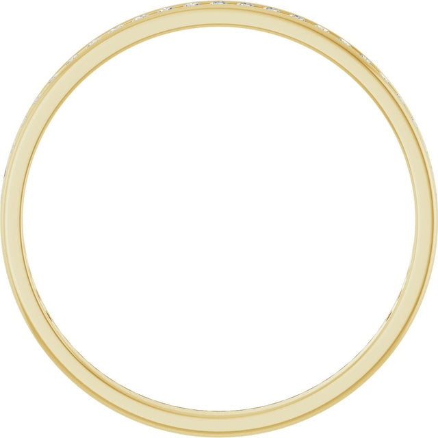 14K Gold Round Natural Diamond Channel-Set Anniversary Band – 1.7 mm Stones (3/4 CTW) - Yellow Gold - view 2