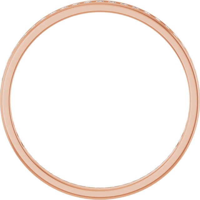 14K Gold Round Natural Diamond Channel-Set Anniversary Band – 1.7 mm Stones (3/4 CTW) - Rose Gold - view 2