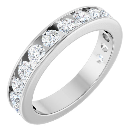 14K Gold Round Lab-Grown Diamond Channel-Set Anniversary Band – 3 mm Stones - White Gold
