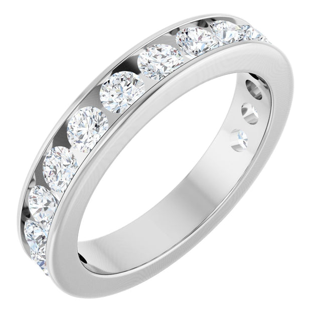 14K Gold Round Lab-Grown Diamond Channel-Set Anniversary Band – 3 mm Stones - White Gold