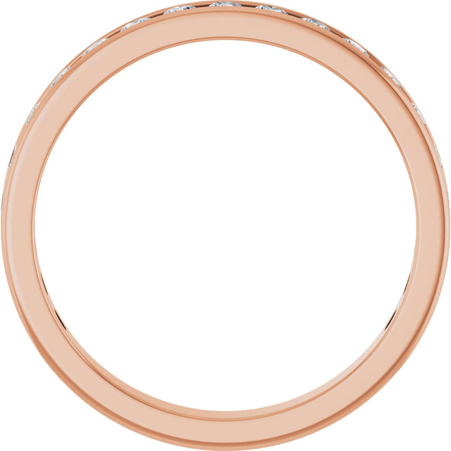 10K Gold Round Natural Diamond Channel-Set Anniversary Band – 1 1/5 CTW - Rose Gold - view 2