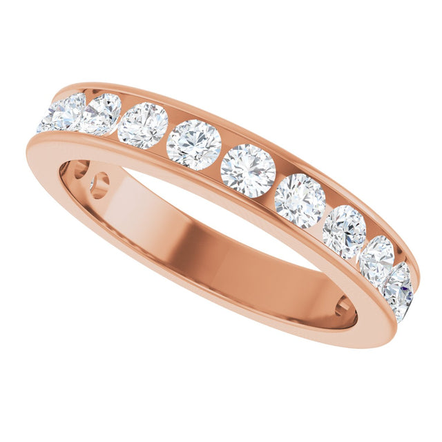 14K Gold Round Lab-Grown Diamond Channel-Set Anniversary Band – 3 mm Stones - Rose Gold - view 5