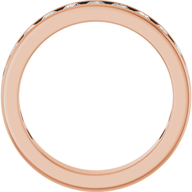 14K Gold Round Lab-Grown Diamond Channel-Set Anniversary Band – 3 mm Stones - Rose Gold - view 2