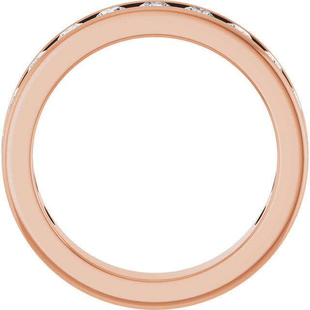 14K Gold Round Natural Diamond Channel-Set Anniversary Band – 2.5 mm Stones - Rose Gold - view 2