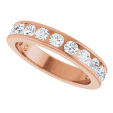 14K Gold Round Natural Diamond Channel-Set Anniversary Band – 2.5 mm Stones - Rose Gold - view 5