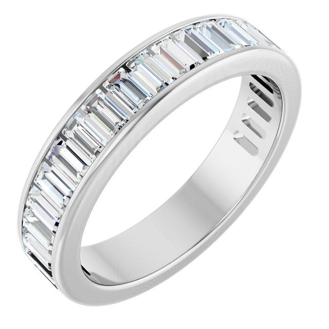 14K Gold Straight Baguette Lab-Grown Diamond Channel-Set Anniversary Band – 3x1.5 mm Stones - White Gold